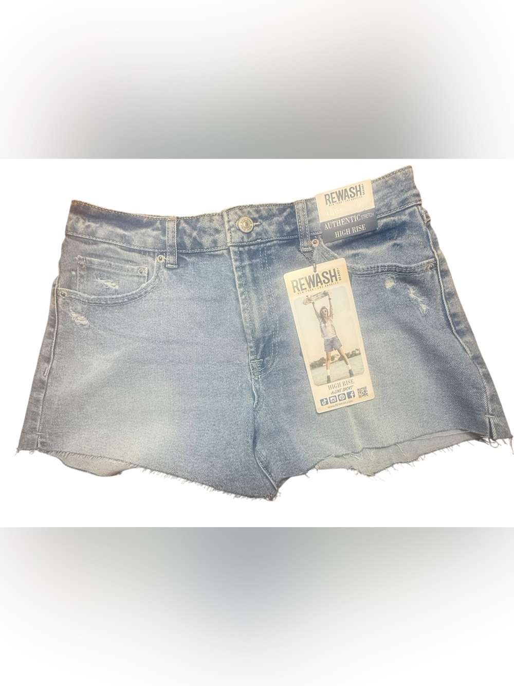NWT Rewash High Waist A Line Stretch Denim Cutoff Shorts - Light Blue Size 9/29